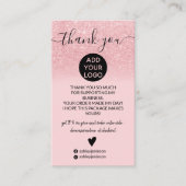 ピンクグラデーショングリッター赤面の感謝してい順序 名刺 (正面)