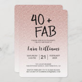 ピンクグラデーショングリッター40素晴らしい40歳の誕生日 招待状 (正面/裏面)