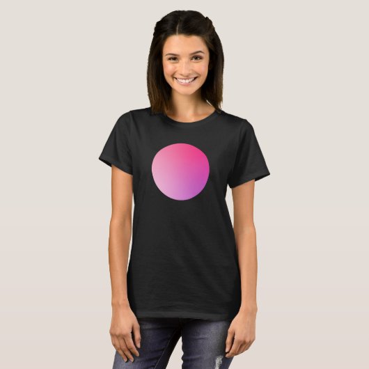 ピンクグラデーションサークルビネット抽象デザイン Tシャツ (正面フル)