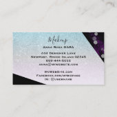 *~*ピンクグラデーションティール（緑がかった色）グリッタージオメトリックシックガーリー 名刺 (裏面)