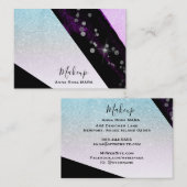 *~*ピンクグラデーションティール（緑がかった色）グリッター幾何シッガーリーク 名刺 (正面/裏面)