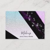 *~*ピンクグラデーションティール（緑がかった色）グリッター幾何シッガーリーク 名刺 (正面)