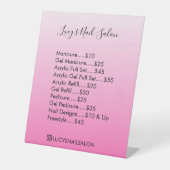 ピンクグラデーションネイルサロン価格表 台座サイン (正面)