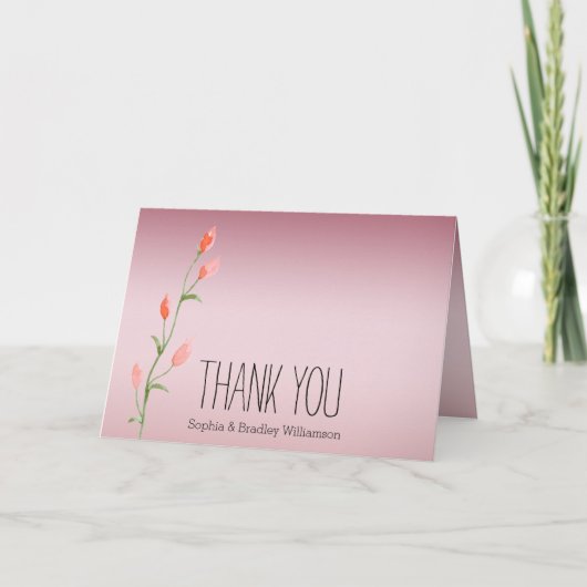 ピンクグラデーションバラありがとう サンキューカード (正面)
