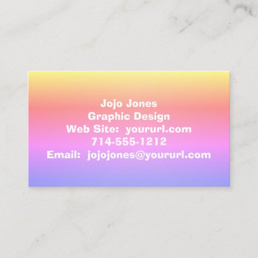 ピンクグラデーションパープルレインボー4エイドリアン 名刺 (正面)