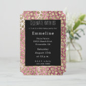 ピンクグラデーションブラック金ゴールドグラムグリッターヒョウ 招待状 (スタンド正面)