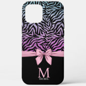 ピンクグラデーションブルーグリッターゼブラストライプボーモノグラム Case-Mate iPhoneケース (裏面)