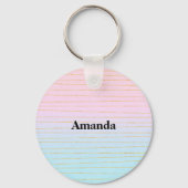 ピンクグラデーションブルー(金ゴールド線) キーホルダー (正面)
