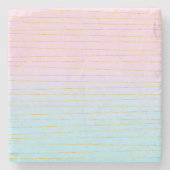 ピンクグラデーションブルー(金ゴールド線) ストーンコースター (正面)