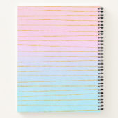 ピンクグラデーションブルー(金ゴールド線) ノートブック (裏面)