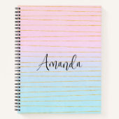 ピンクグラデーションブルー(金ゴールド線) ノートブック (正面)