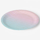 ピンクグラデーションブルー(金ゴールド線) ペーパープレート (アングル)
