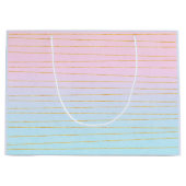 ピンクグラデーションブルー(金ゴールド線) ラージペーパーバッグ (正面)