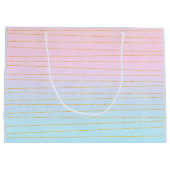 ピンクグラデーションブルー(金ゴールド線) ラージペーパーバッグ (裏面)