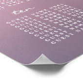 ピンクグラデーションボホ結婚ミニマル座席表 ポスター (角)