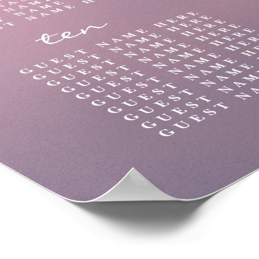 ピンクグラデーションボホ結婚ミニマル座席表 ポスター (角)