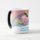 ピンクグラデーションユニコーンレインボーパープルブルーグリッター モーフィングマグカップ (正面左)