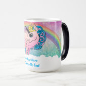ピンクグラデーションユニコーンレインボーパープルブルーグリッター モーフィングマグカップ (正面右)