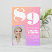 ピンクグラデーションレトロ写真89歳の誕生日 招待状 (スタンド正面)