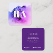 ピンクグラデーション紫色の水色のモノグラムの抽象芸術 スクエア名刺 (正面/裏面)