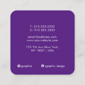ピンクグラデーション紫色の水色のモノグラムの抽象芸術 スクエア名刺 (裏面)
