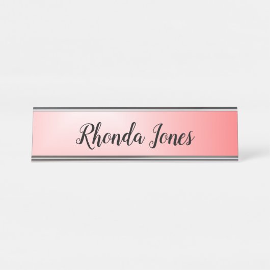 ピンクグラデーション美しい デスクネームプレート (正面)