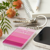 ピンクグラデーション色ブロパーソナライズされたック キーホルダー (正面右)