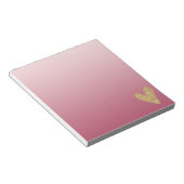 ピンクグラデーション金ゴールドグリッターハート ノートパッド (アングル)