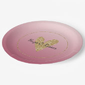 ピンクグラデーション金ゴールドグリッターハート ペーパープレート (アングル)