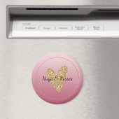 ピンクグラデーション金ゴールドグリッターハート マグネット (インサイチュ (食洗機))