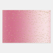ピンクグラデーション金ゴールドストライプクリスマスツリー紙吹雪 ラッピングペーパーシート (正面3)
