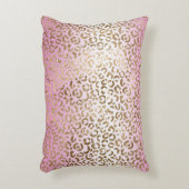 ピンクグラデーション金ゴールドヒョウ印刷 アクセントクッション (正面(垂直))
