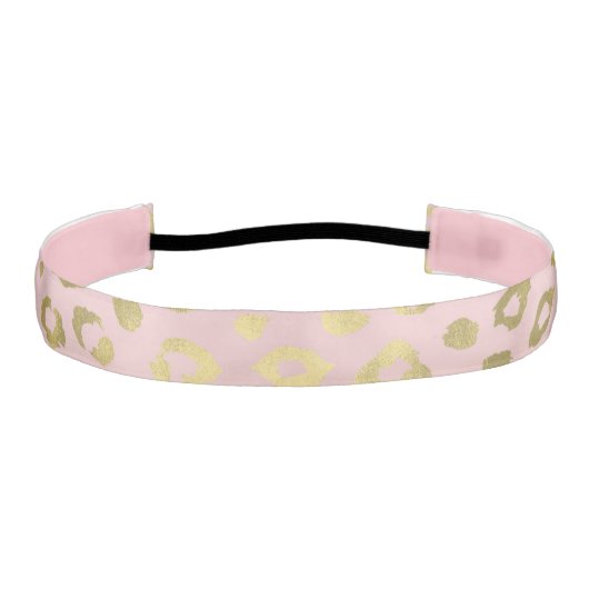 ピンクグラデーション金ゴールドヒョウ印刷 アスレチックヘッドバンド (正面)