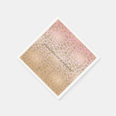 ピンクグラデーション金ゴールドヒョウ印刷 スタンダードカクテルナプキン (角)
