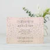 ピンクグラデーション金ゴールドヒョウ誕生日 招待状 (スタンド正面)