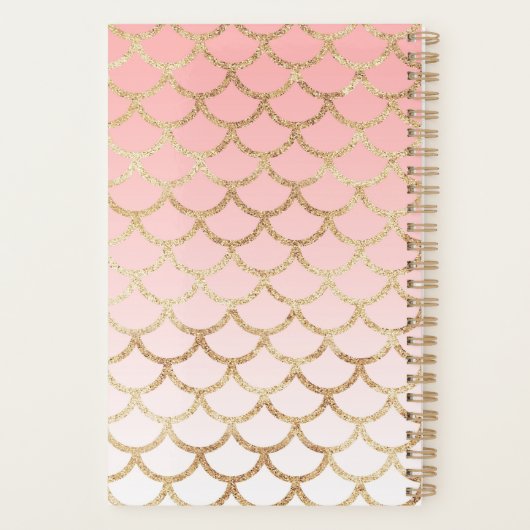 ピンクグラデーション金ゴールドマーメイド&スクリプトモノグラム プランナー手帳 (裏面)