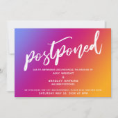 ピンクグラデーション黄グラデ結婚ーションの延期カード 招待状 (正面)