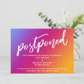 ピンクグラデーション黄グラデ結婚ーションの延期カード 招待状 (スタンド正面)