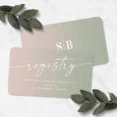 ピンクグラデーション&グリーンウェディングシャワーギフトレジストリ エンクロージャーカード