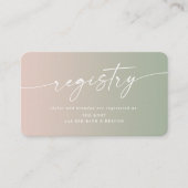 ピンクグラデーション&グリーンウェディングシャワーギフトレジストリ エンクロージャーカード (正面)