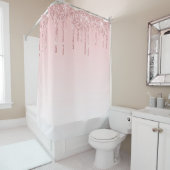 ピンクグラデーション。滴下グリッター。 シャワーカーテン (インサイチュ)