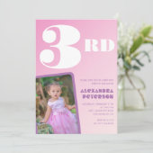 ピンクグラデーション 3歳の誕生日招待状 女の子 写真入り 招待状 (スタンド正面)