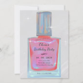 ピンクグラマー爪、 ネイルポーランド誕生日 招待状 (正面)