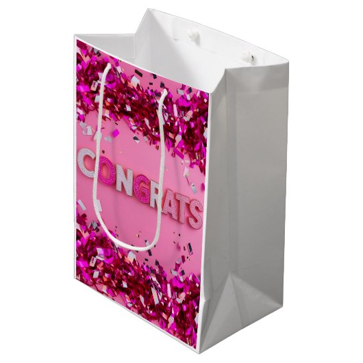 ピンクグラムおめでとう抱き枕 ミディアムペーパーバッグ (正面アングル)
