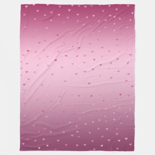 ピンクグラムグリッターハート フリースブランケット (正面)