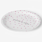 ピンクグラムグリッターハート ペーパープレート (アングル)