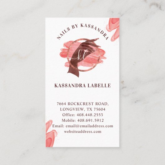 ピンクグラムネイルアートマニキュアサロンスクリプトモノグラム 名刺 (裏面)