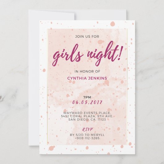 ピンクグラムバチェロレッテ招待状 招待状 (正面)