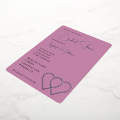 ピンクグラムパールツーハートブライダルシャワー 箔招待状 (回転した状態)