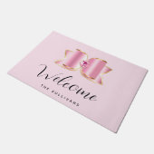 ピンクグラムボウとセンタージェムストーンへようこそ ドアマット (アングル)